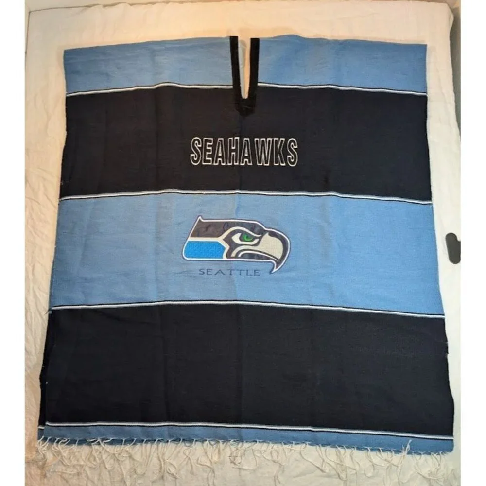 Embroidered Poncho Seattle Seahawks Mexican Poncho Adult One Size NFL SW1